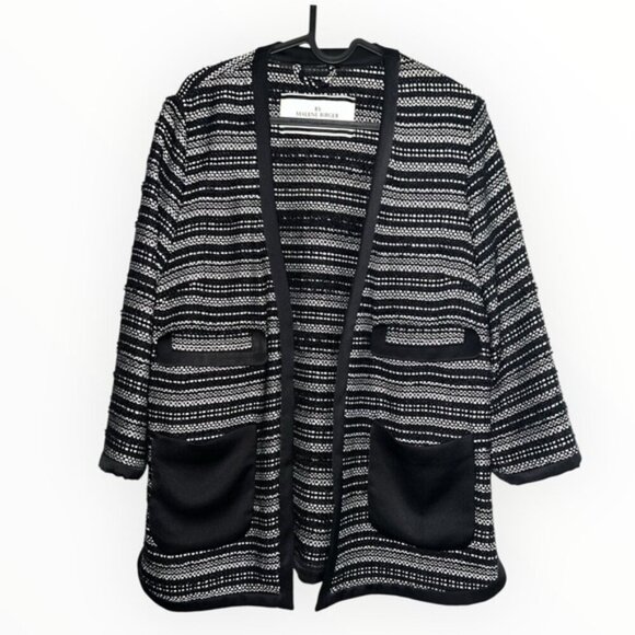 Malene Birger Erista Tweed channel pocket black white loose fit Jacket blazer L - Picture 3 of 7